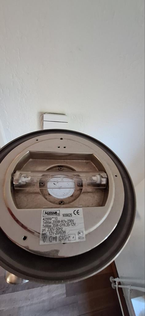 Massive Vloerlamp met leeslamp - RVS look, Huis en Inrichting, Gebruikt, Ophalen of Verzenden, Metaal, Modern