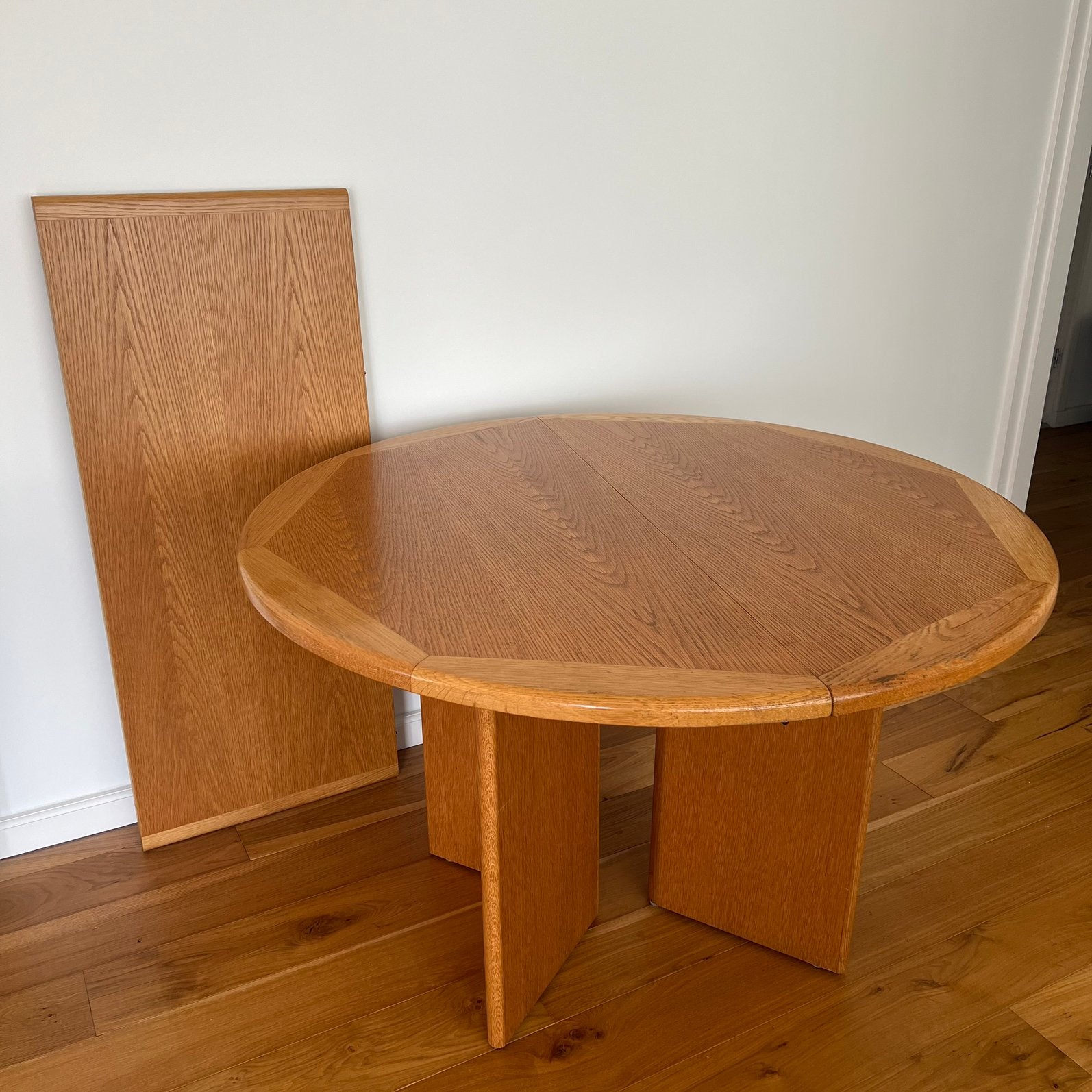 Massief eiken verlengbare ronde eettafel 115cm, Ophalen