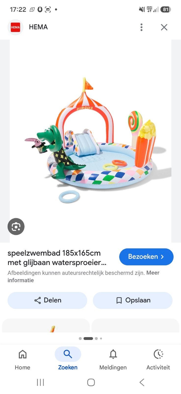 Hema speelzwembad met glijbaan en sproeier, Ophalen, Zo goed als nieuw, Opblaaszwembad