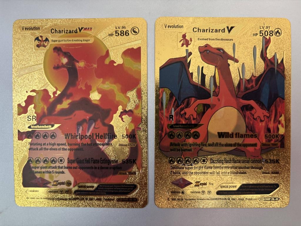 Pokemon Charizard V SMP 26-43 en 26-44 Gold Foil, Verzenden, Zo goed als nieuw, Losse kaart, Foil