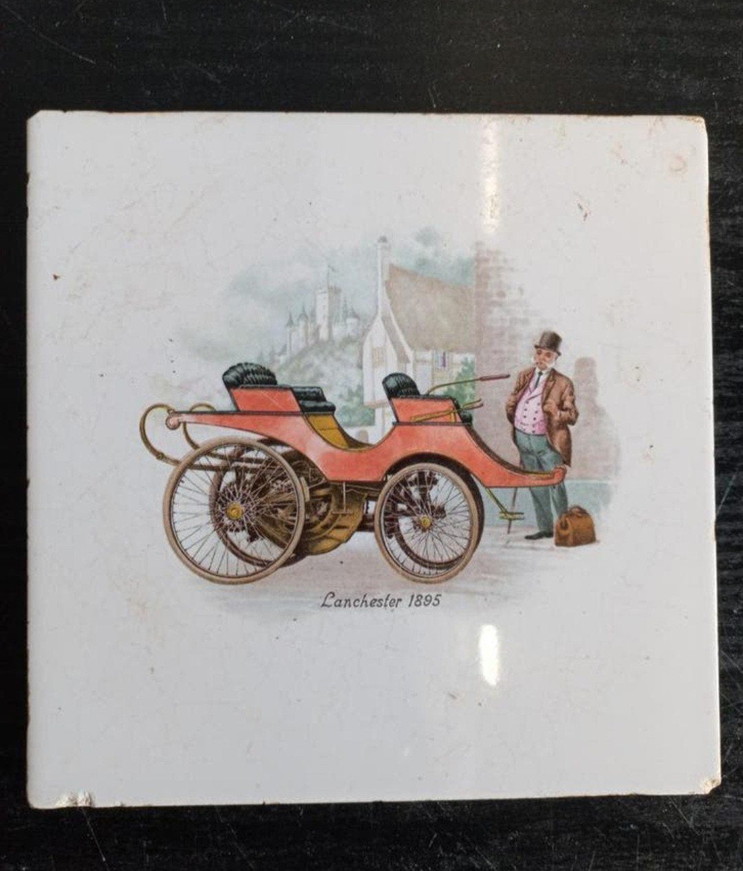 Mosa Tegel met Lanchester Auto 1895 - 15 cm, Ophalen of Verzenden