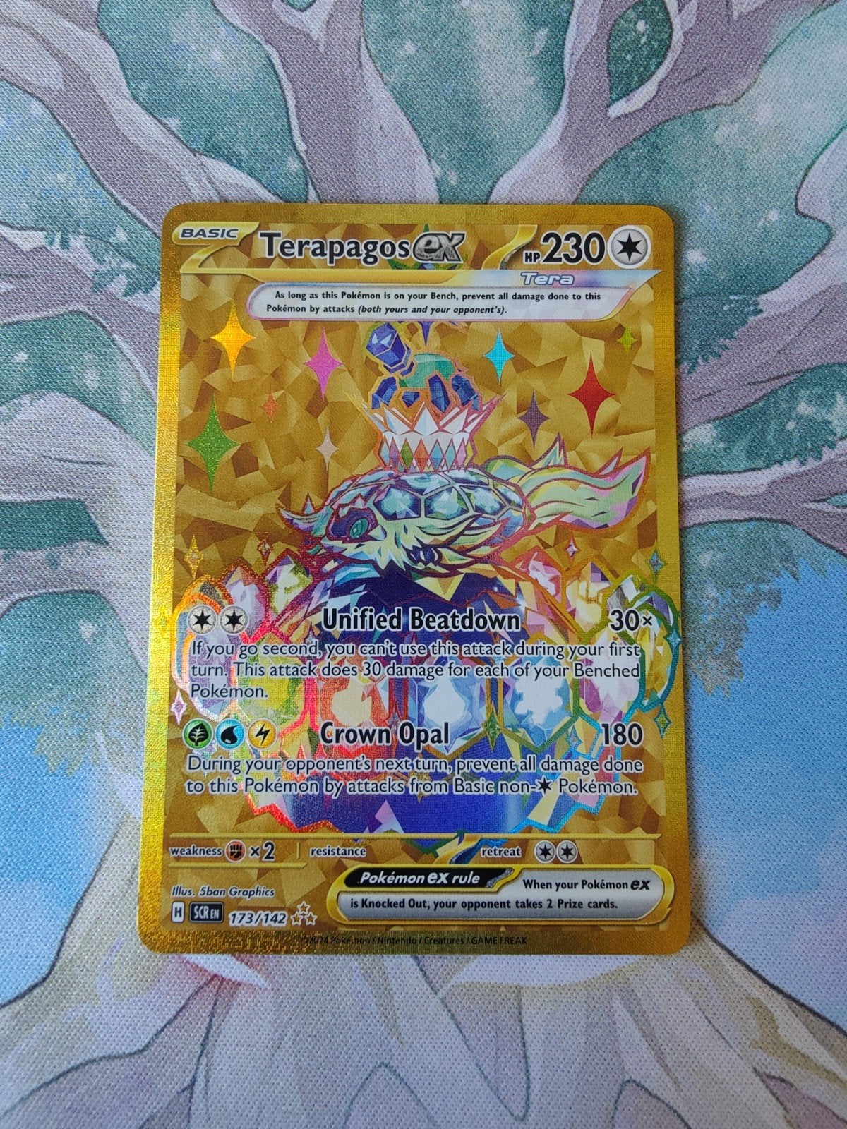 Pokemon Stellar crown terapagos ex 173/142, Ophalen of Verzenden, Nieuw, Losse kaart, Foil