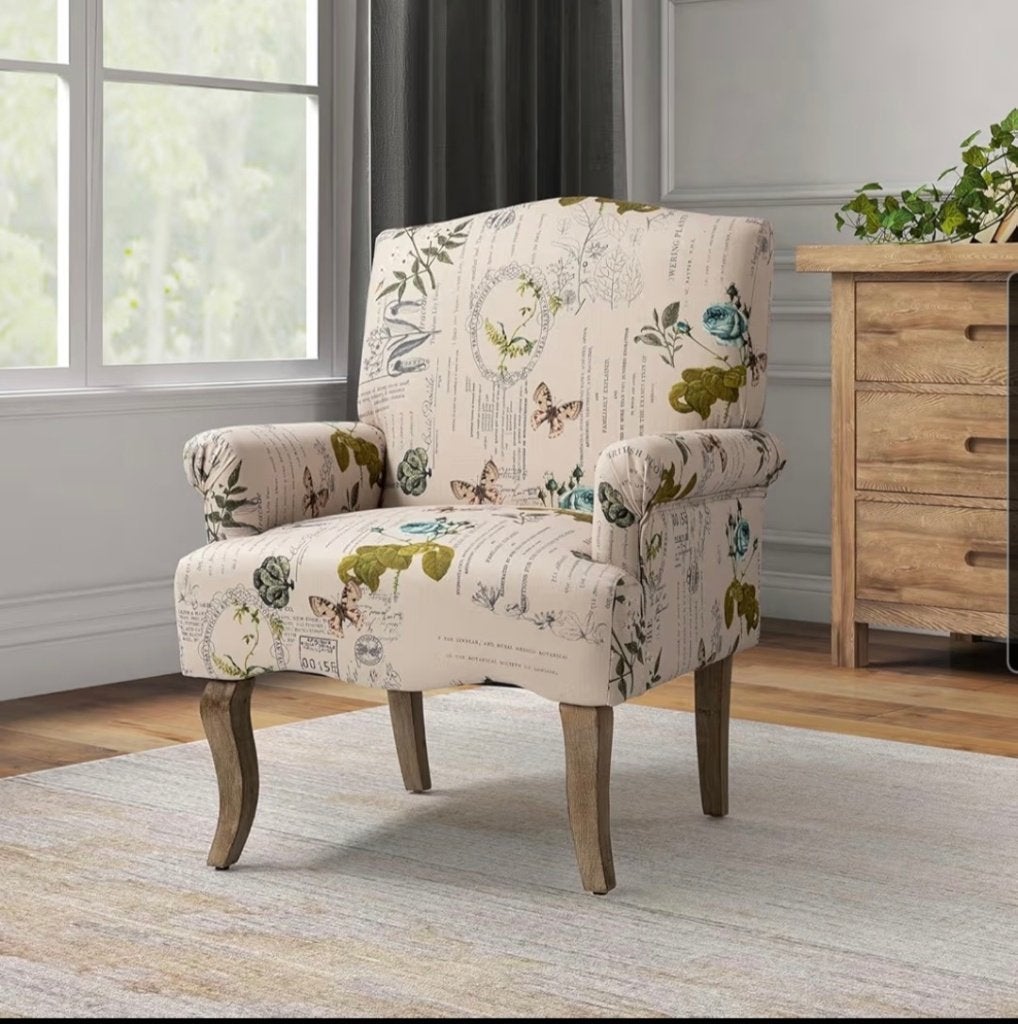Upholstered chair with floral pattern x2, Ophalen, Eén