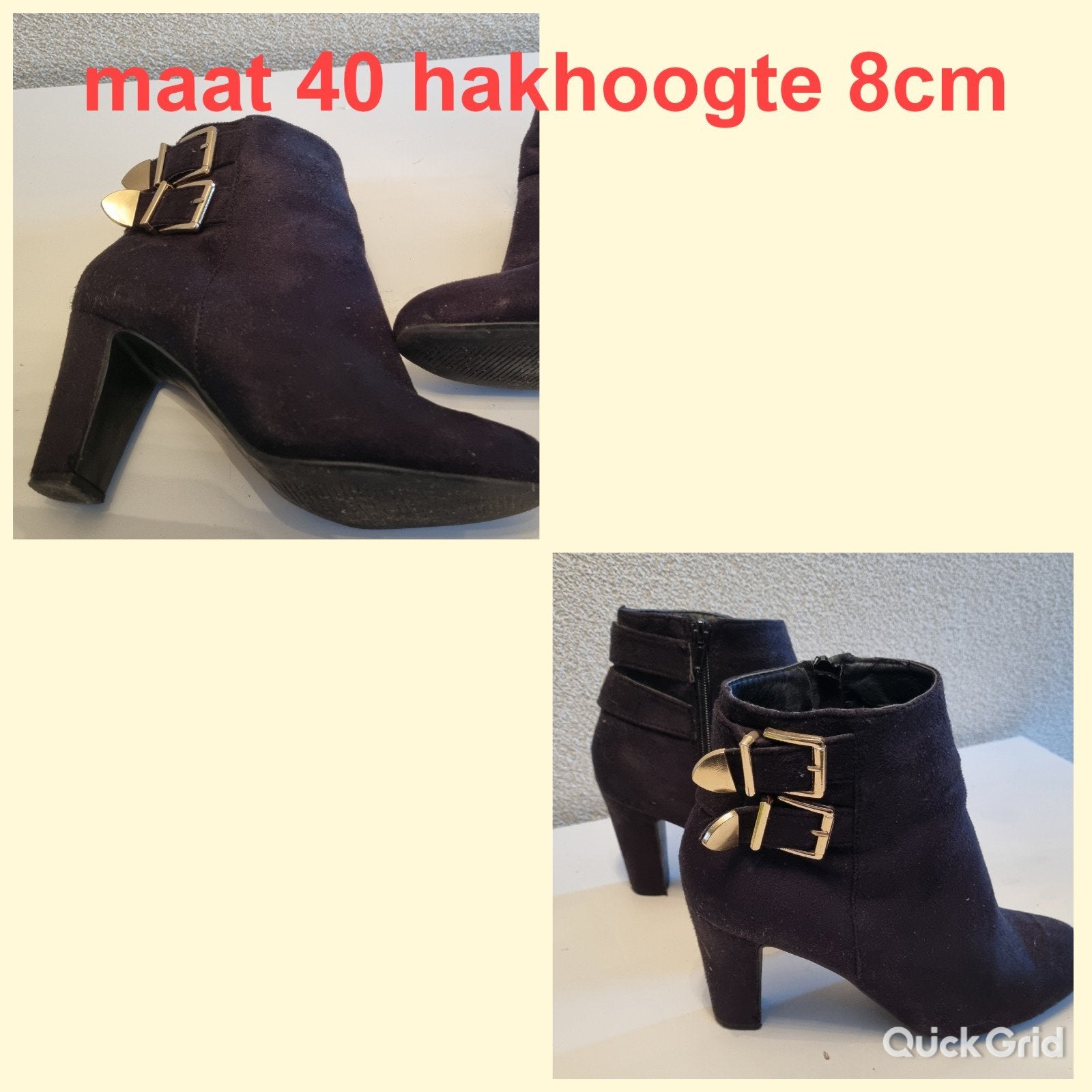 Stijlvolle Zwarte Enkellaarsjes Maat 40 met Gouden Gesp, Ophalen of Verzenden, Zo goed als nieuw, Zwart