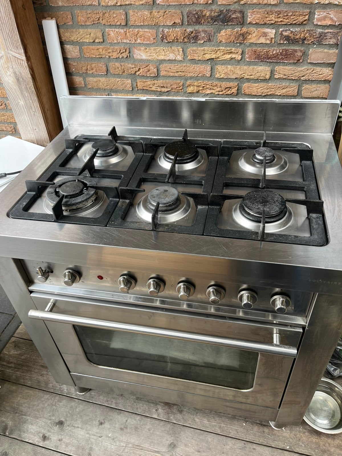 6 pits gasfornuis, Ophalen, Gebruikt, 60 cm of meer, Gas