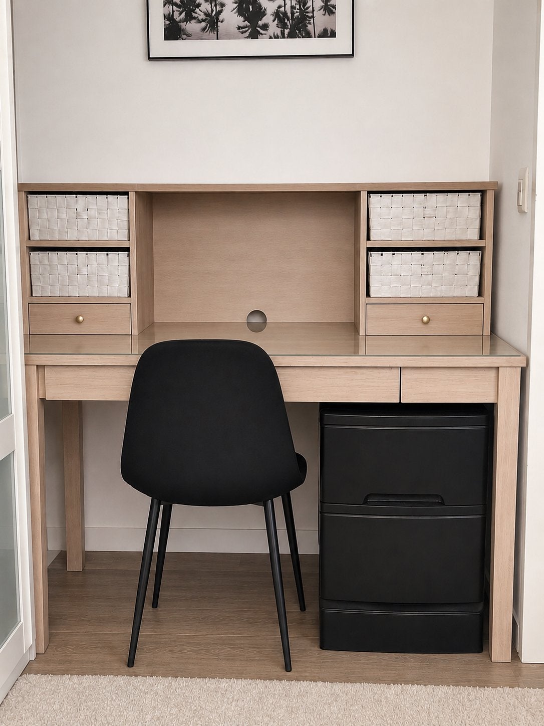 Modern houten bureau, Huis en Inrichting, Bureaus, Ophalen, Zo goed als nieuw, Overige merken, Computerbureau