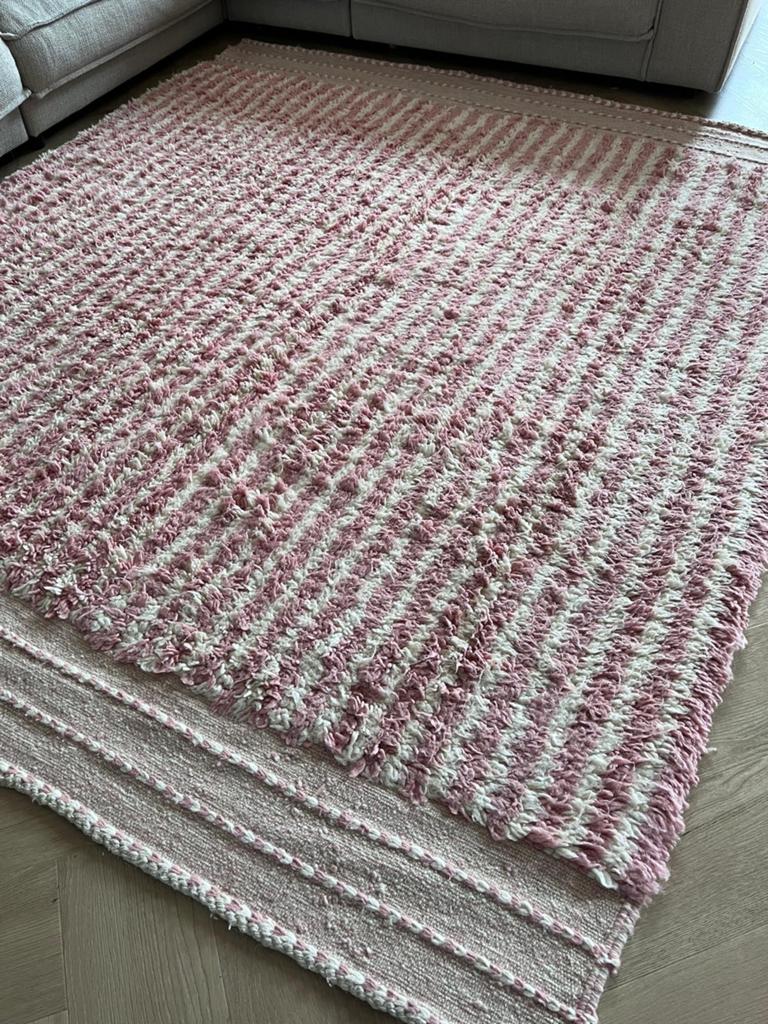 Handgemaakt Marokkaans Berber tapijt roze/wit, Huis en Inrichting, Stoffering | Tapijten en Kleden, Berber - beni ouarain, Wit