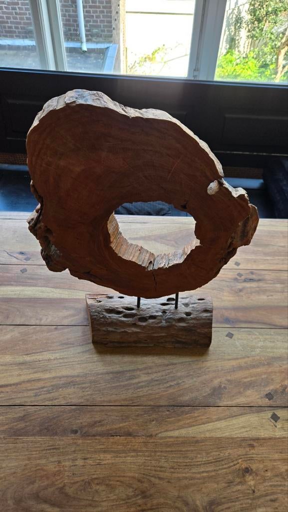 Uniek Driftwoow Kunstwerk op Sokkel - Natuurlijke Schoonheid, Ophalen of Verzenden, 20 - 50 cm, Beeld, Bruin