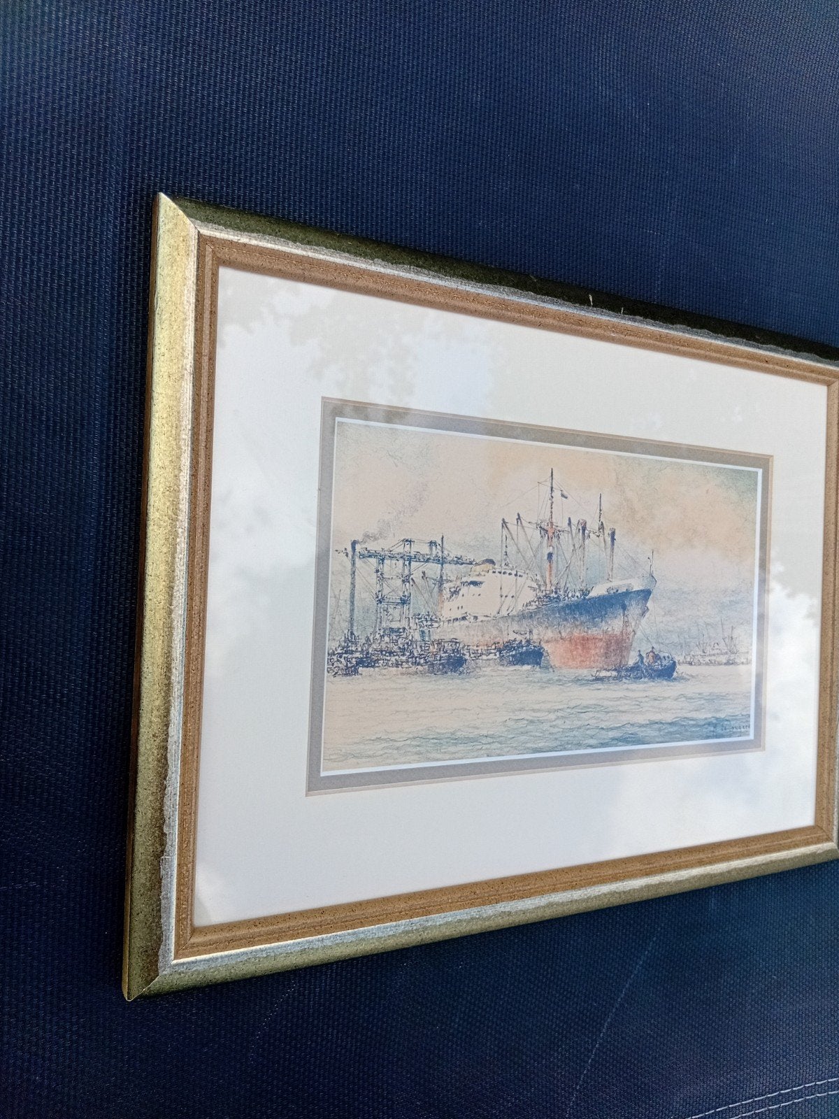 M. de Jongere Rotterdam haven, Ophalen of Verzenden, Tekening, Aquarel, Gesigneerd