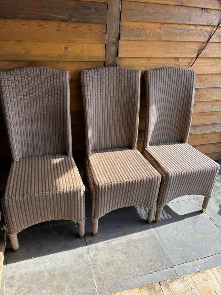Set van 6 landelijke rotan eetkamer/terras stoelen–Home Loom, Huis en Inrichting, Stoelen, Ophalen, Zo goed als nieuw, Bruin, Vijf, Zes of meer stoelen