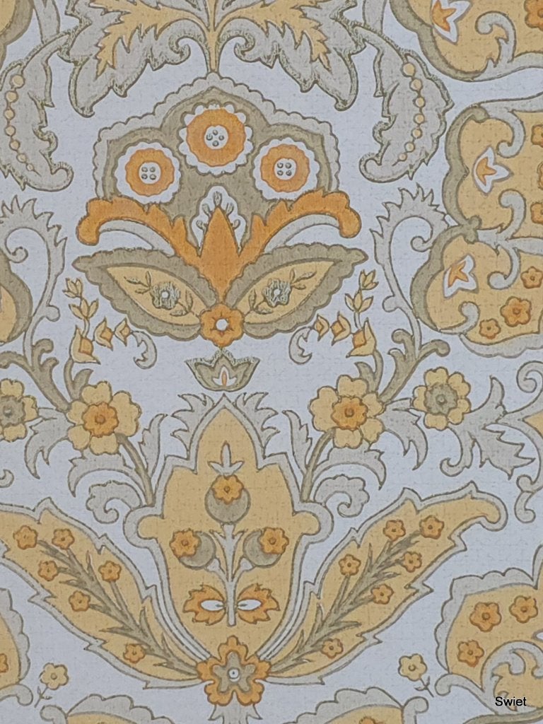 4783 barokbehang oranje goud decoratief uit de 70s swiet, Ophalen of Verzenden, Oranje