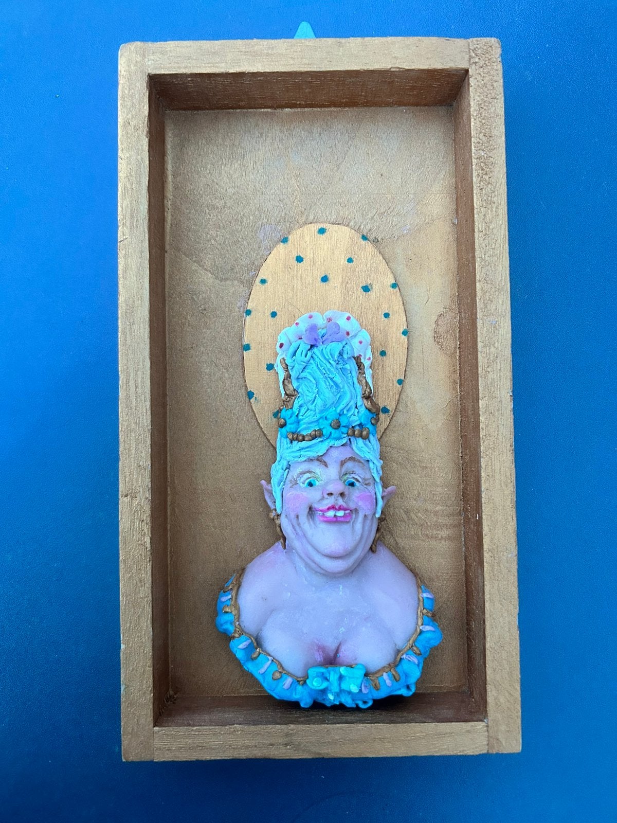Vintage Schilderijtje: - Gipsen Dame., Ophalen of Verzenden, Minder dan 50 cm, Schilderij