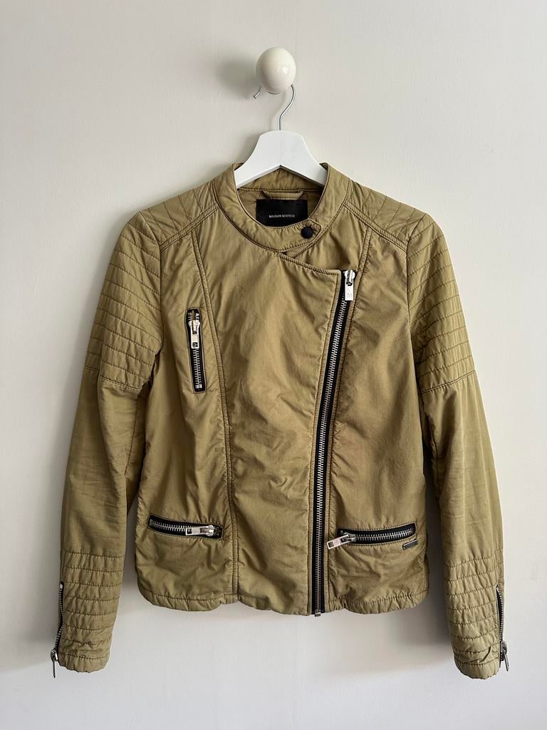 Maison Scotch bikerjack maat S, Ophalen of Verzenden, Zo goed als nieuw, Maat 36 (S), Groen