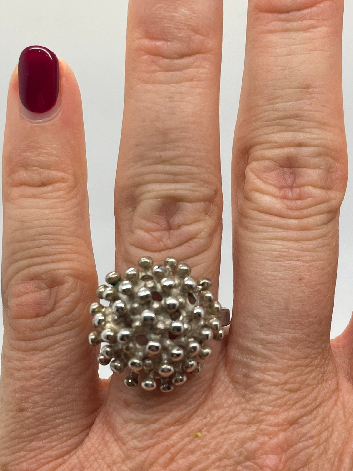 F976 Prachtige zilveren sputnik ring (verstelbaar), Ophalen of Verzenden, Zilver, Ring