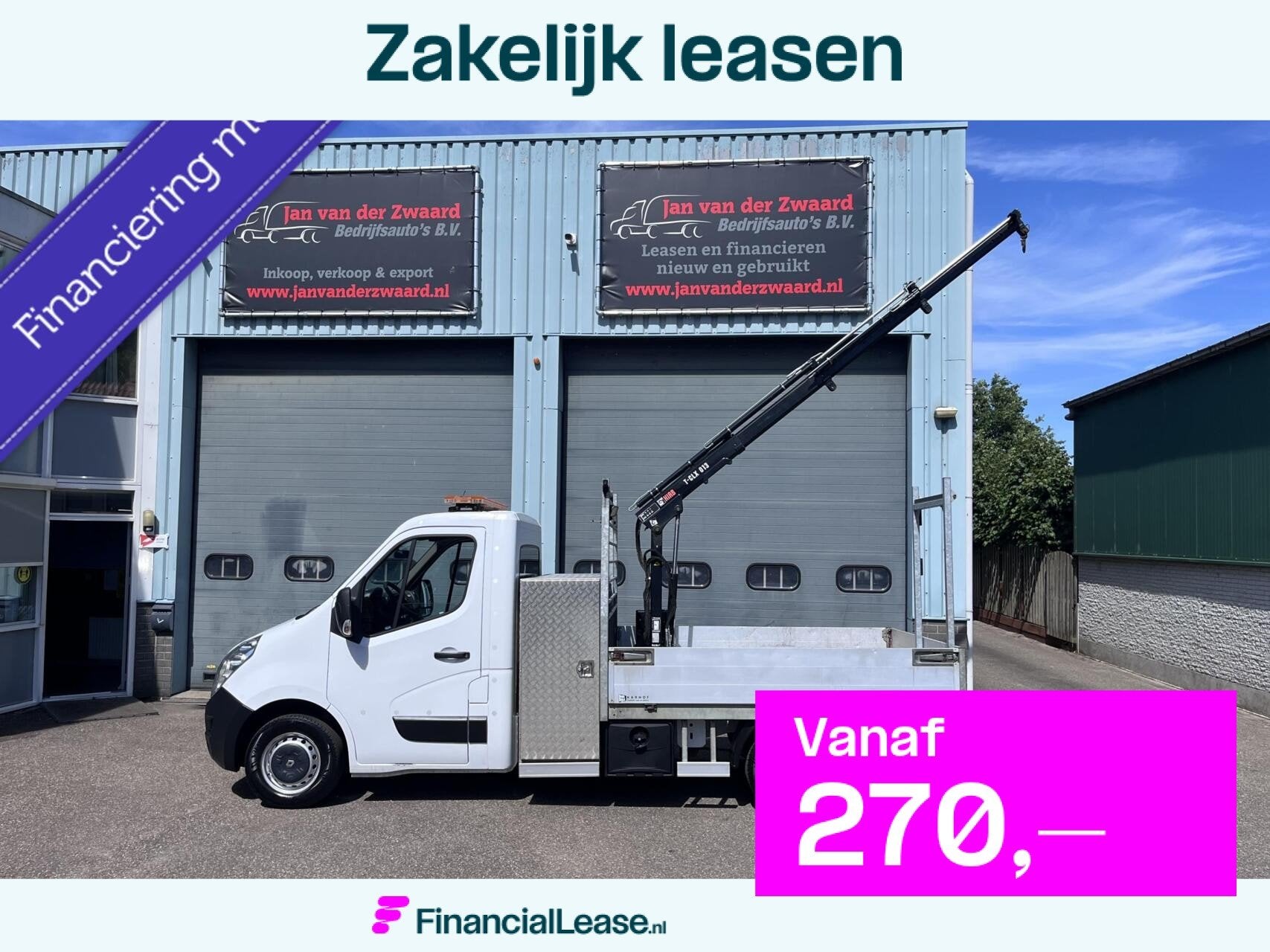 Renault Master open laadbak hydraulische kraan Pick up EURO6, 145 pk, Gebruikt, Euro 6, 4 cilinders