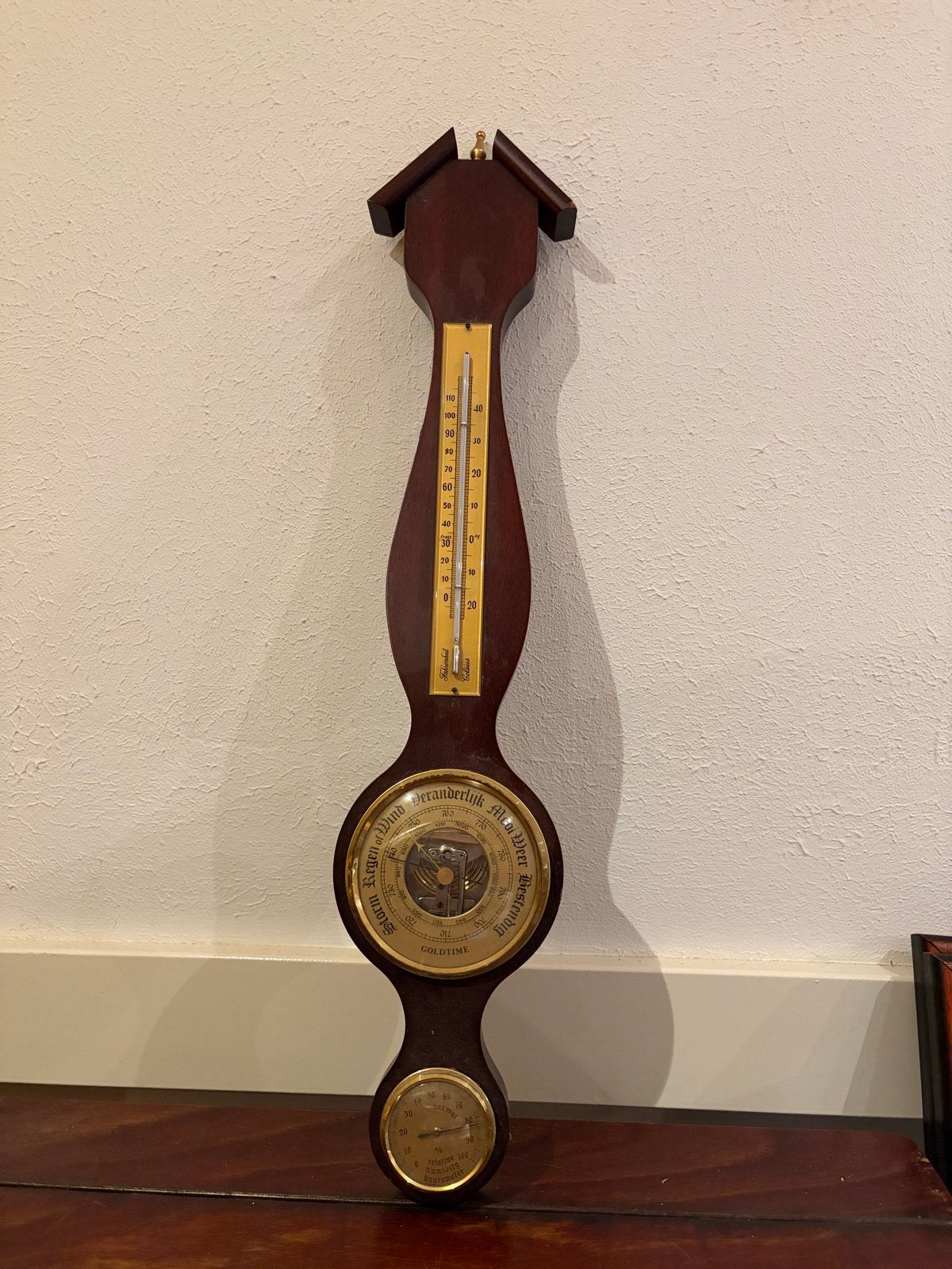 Antieke Thermo- en Barometer van Goldtime, Ophalen, Zo goed als nieuw, Barometer