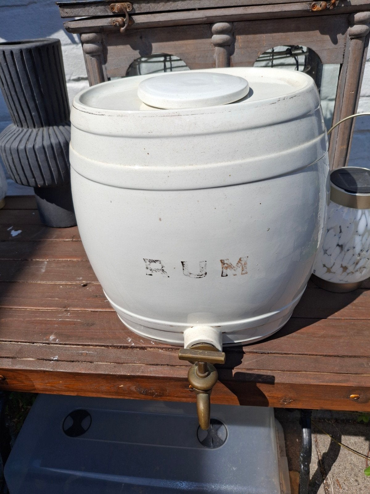 Vintage keramische rum vat met kraan, Ophalen of Verzenden