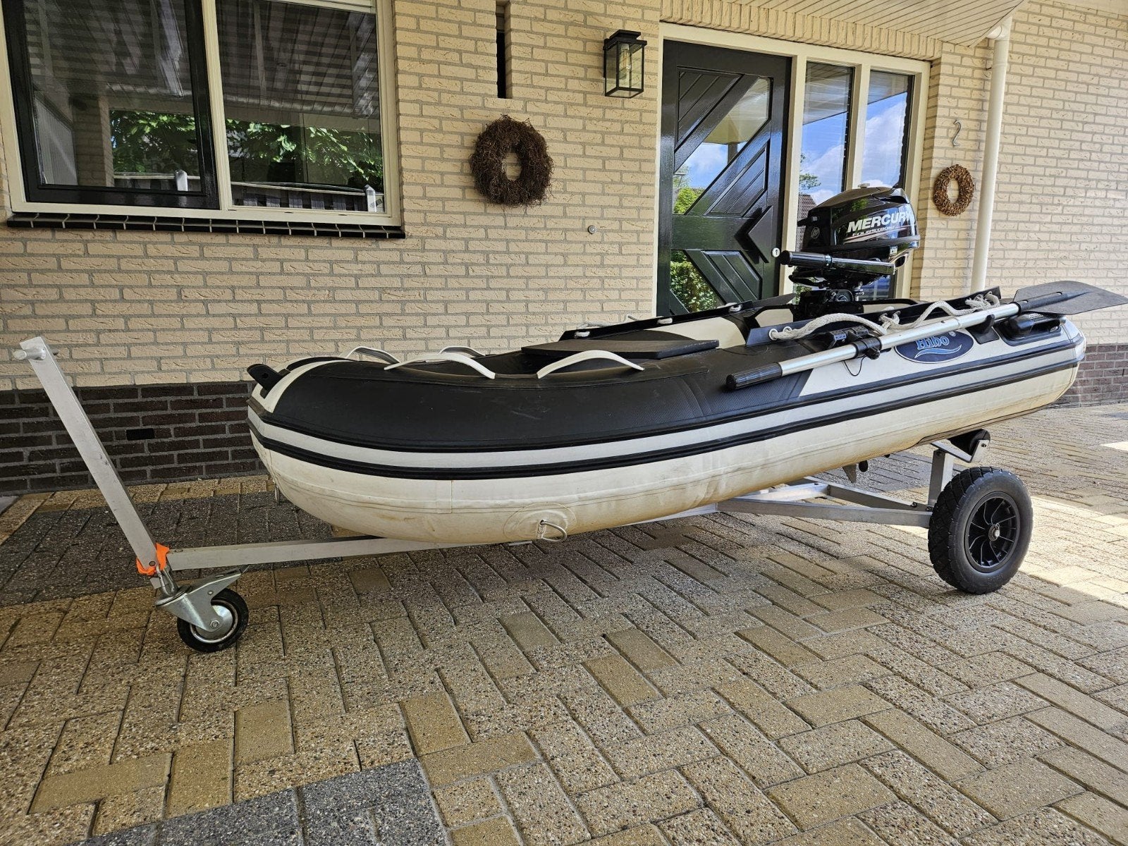 Hibo HB-230 rubberboot met Mercury 3.5pk buitenboordmotor, Watersport en Boten, Ophalen, Aluminium, Zo goed als nieuw, Inclusief motor