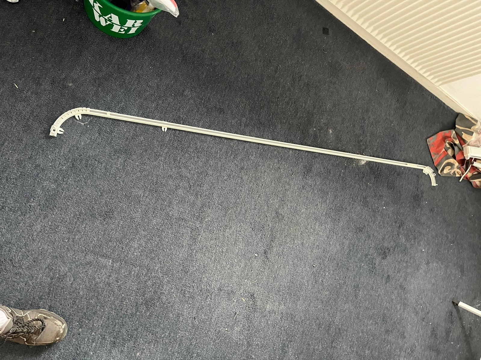 Gordijnrails 2 meter met bocht en montagebeugels, Ophalen, Inclusief montageonderdelen, Wit, Metaal