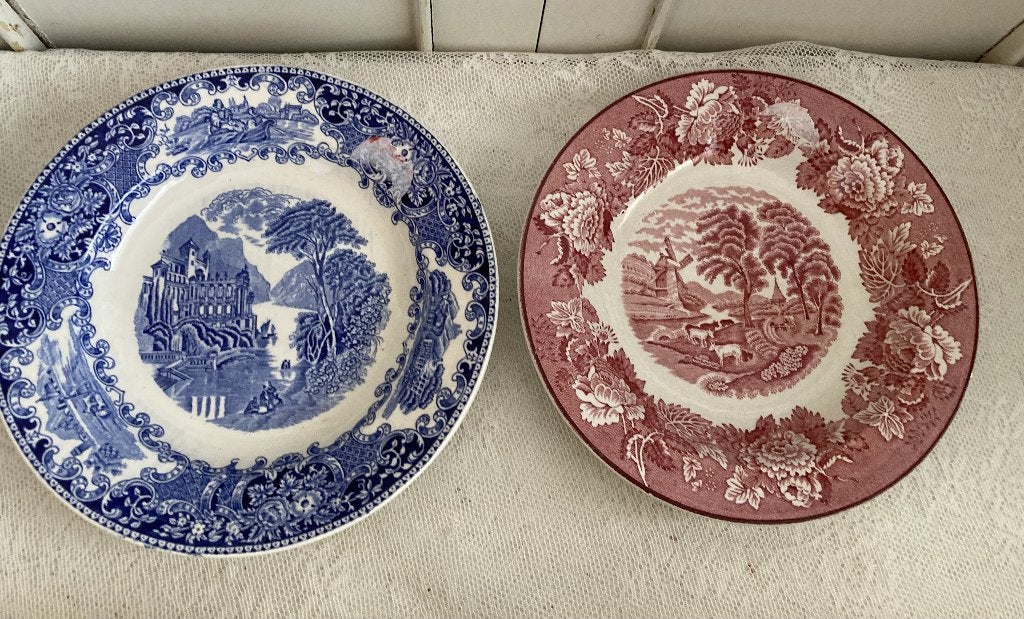 Brocante sierborden / 1x Regout - 1x Engels, Ophalen of Verzenden