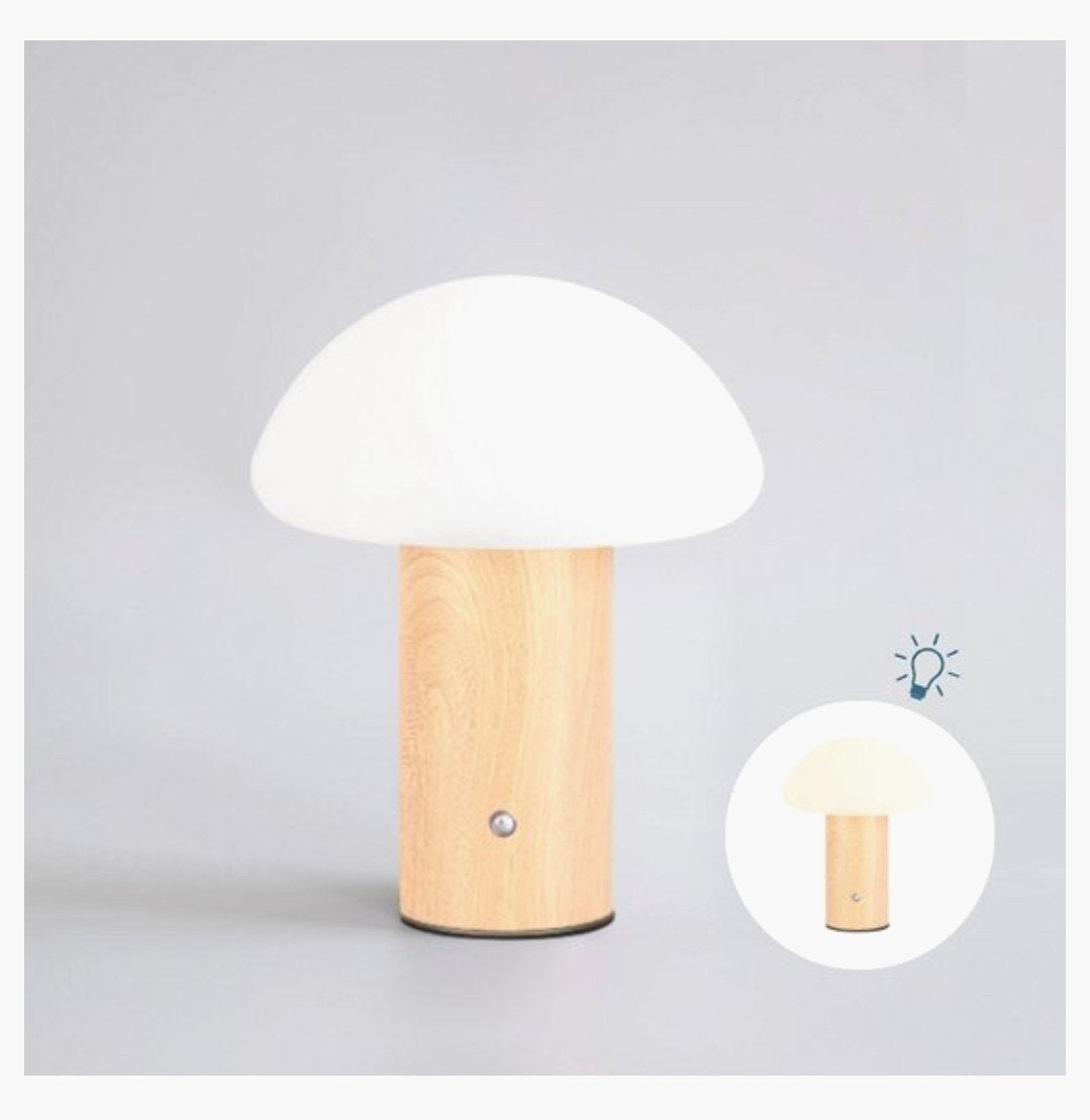 Nieuwe sfeervolle usb 24 cm mushroom paddestoel lamp teak, Ophalen of Verzenden, Hout, Dimbaar