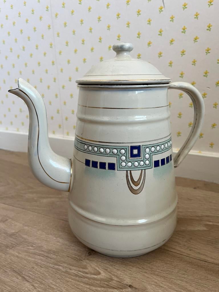 Art Deco emaille Koffiekan, Antiek en Kunst, Ophalen of Verzenden