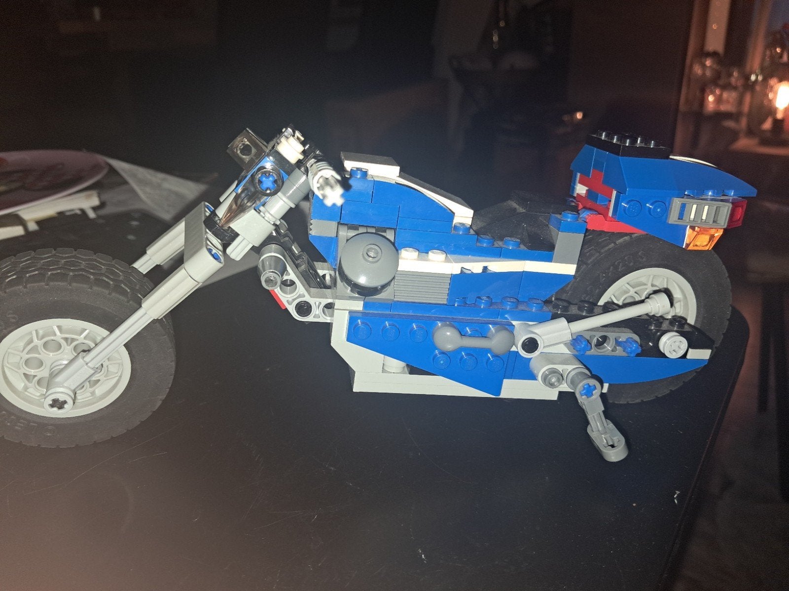Lego Technic Chopper Motorfiets - Blauw/Wit, Ophalen of Verzenden, Gebruikt, Overige merken