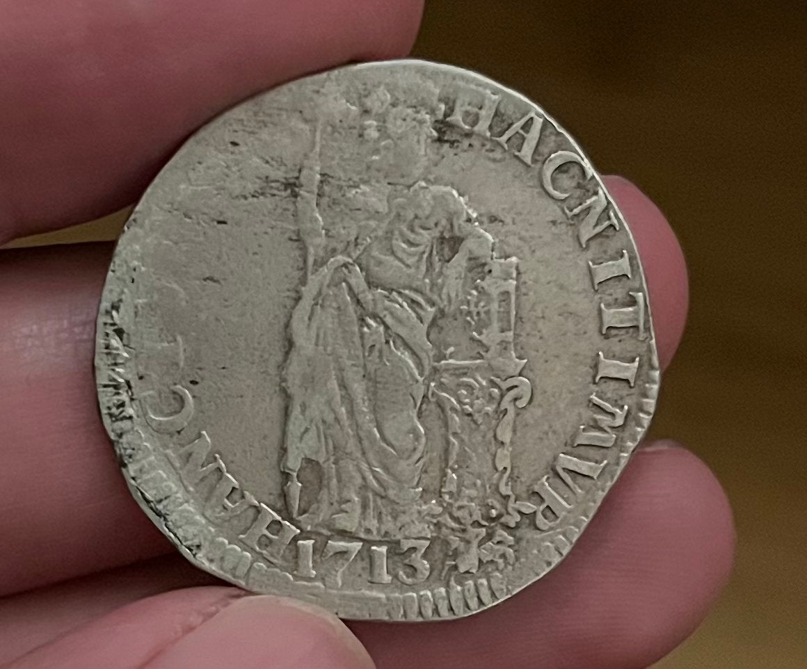 Zilveren 1 Gulden 1713 Gelderland - Nederlandse Maagd, 1 gulden, Vóór koninkrijk, Zilver, Ophalen of Verzenden
