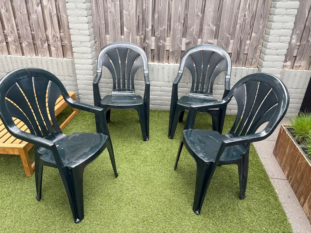 Groene tuinstoelen - Gebruikt maar nog prima, Ophalen, Gebruikt, Kunststof