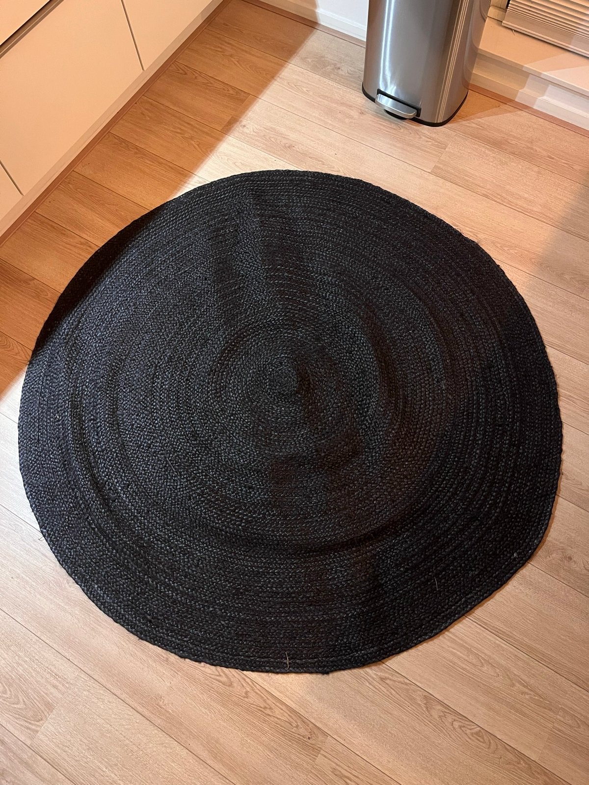 Zwart rond gevlochten vloerkleed - 150cm diameter, Ophalen, 100 tot 150 cm, Zwart, Rond