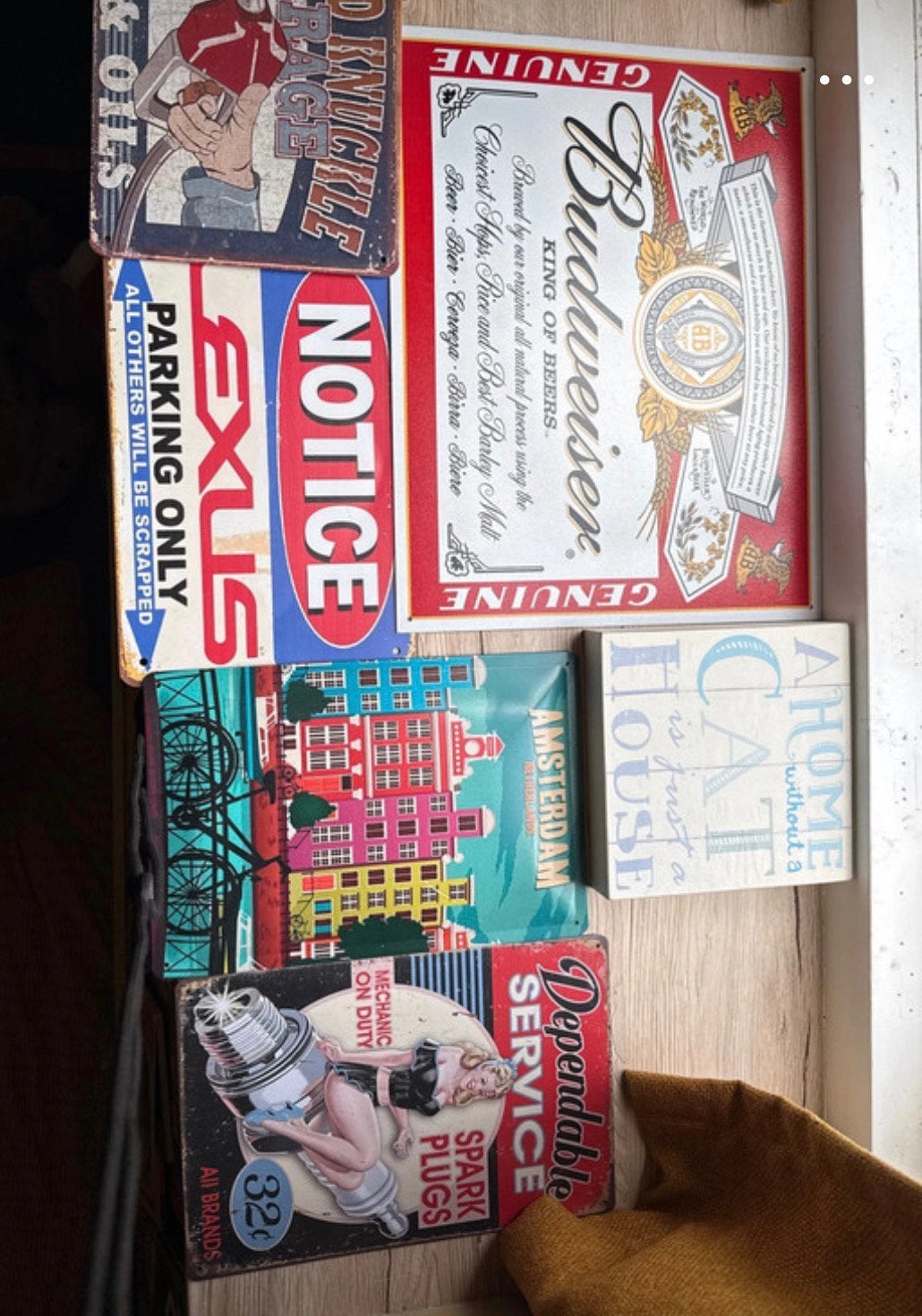 Titel:Set van 6 Vintage Look Metalen Wandborden, Ophalen of Verzenden, Gebruikt