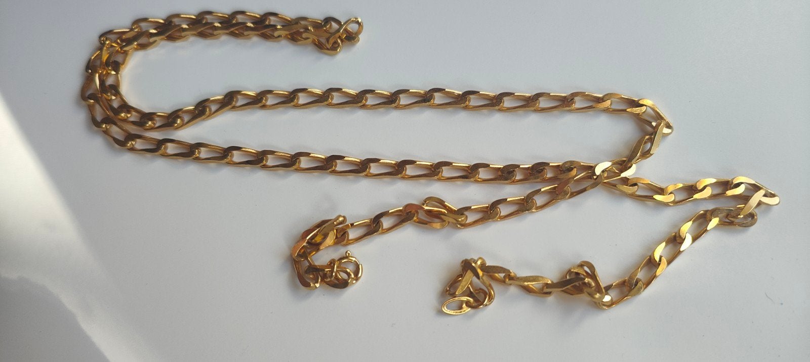44. Lange grove schakel ketting, Ophalen of Verzenden, Gebruikt, Goud, Overige materialen