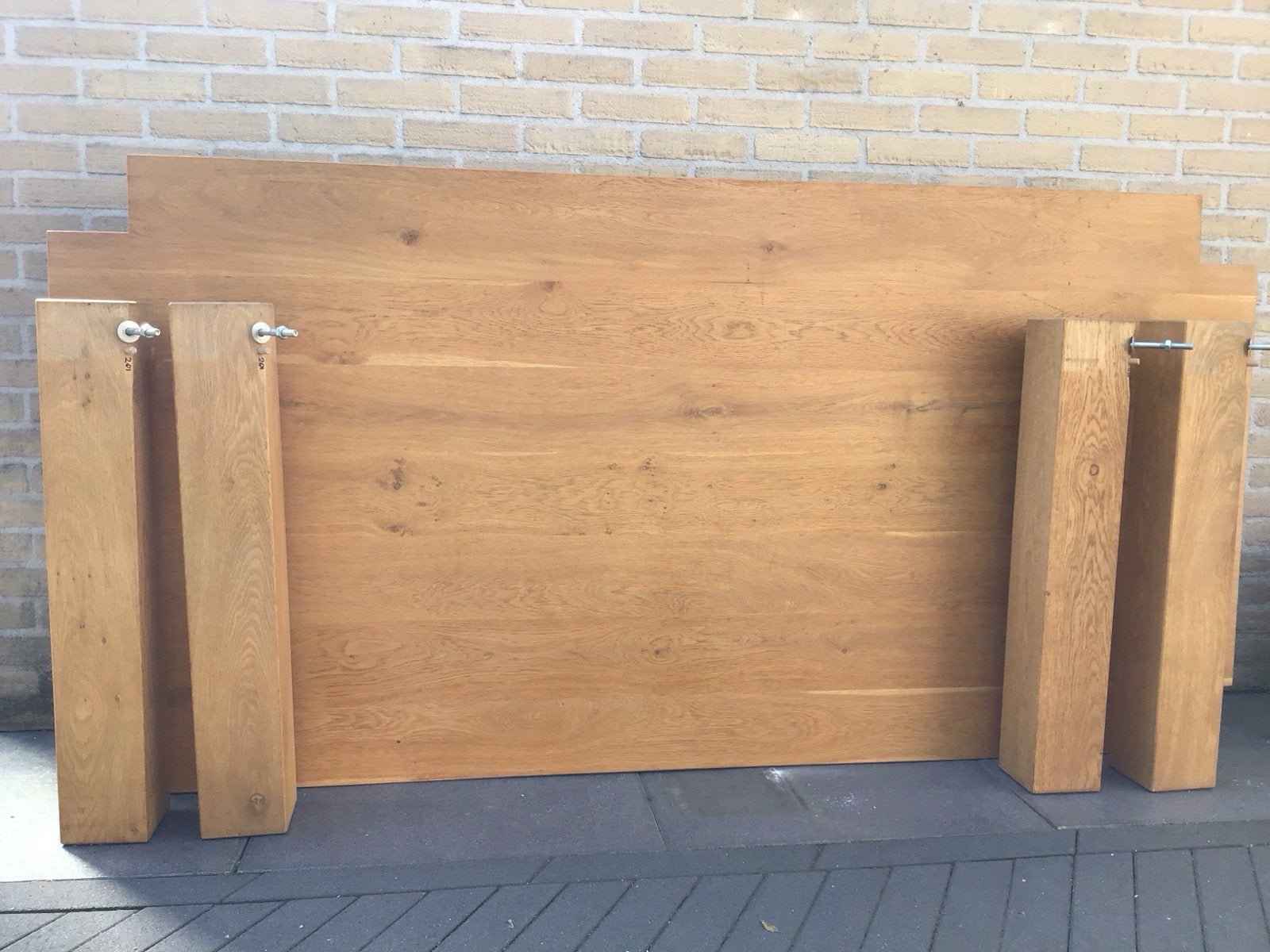 Massief Eiken Tafelblad met Poten - 200x99 cm, Ophalen, Gebruikt, Eikenhout, 200 cm of meer