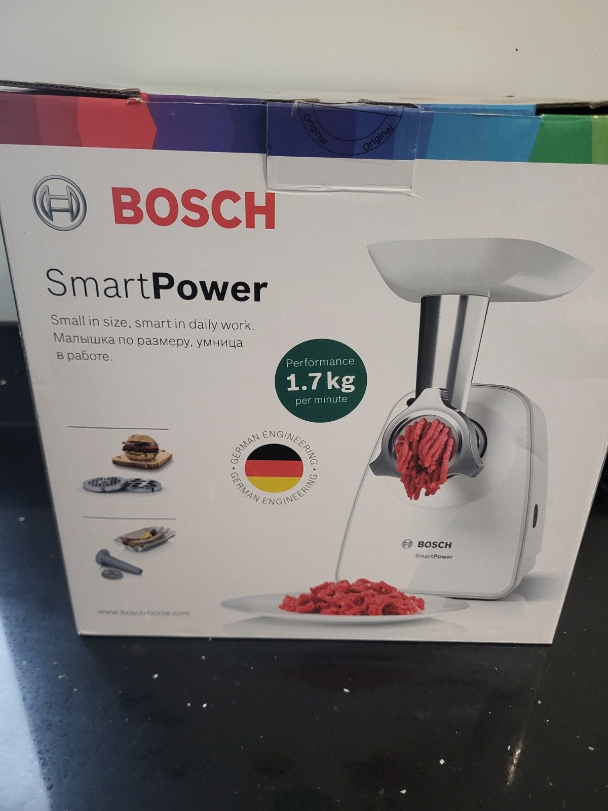 Bosch SmartPower Vleesmolen - Nieuw in doos, Minder dan 1 liter, Ophalen of Verzenden, Nieuw, 1 snelheid