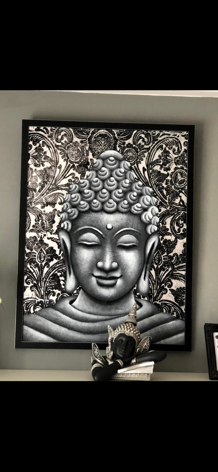 Budha canvas in mooi lijst, Ophalen, Zo goed als nieuw, Schilderij