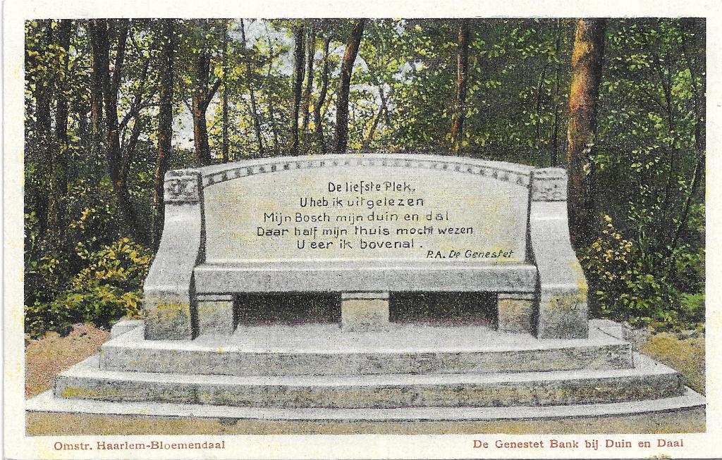 AK Bloemendaal-Haarlem - De Genestet Bank bij Duin en Daal, Verzenden, 1920 tot 1940, Ongelopen, Noord-Holland