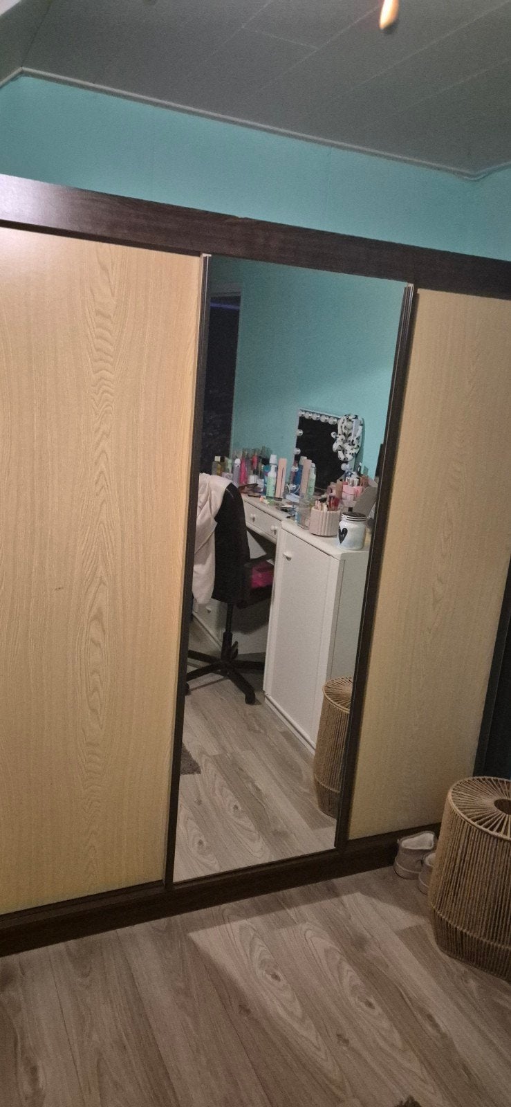 Kast met schuifdeuren en spiegel, Ophalen, Met deur(en), Gebruikt, Glas