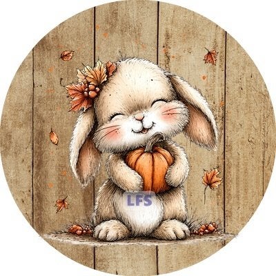 lf52 icing frosting konijntje herfst 20cm eetbare taart top, Ophalen of Verzenden, Nieuw, Taarten, Versiering