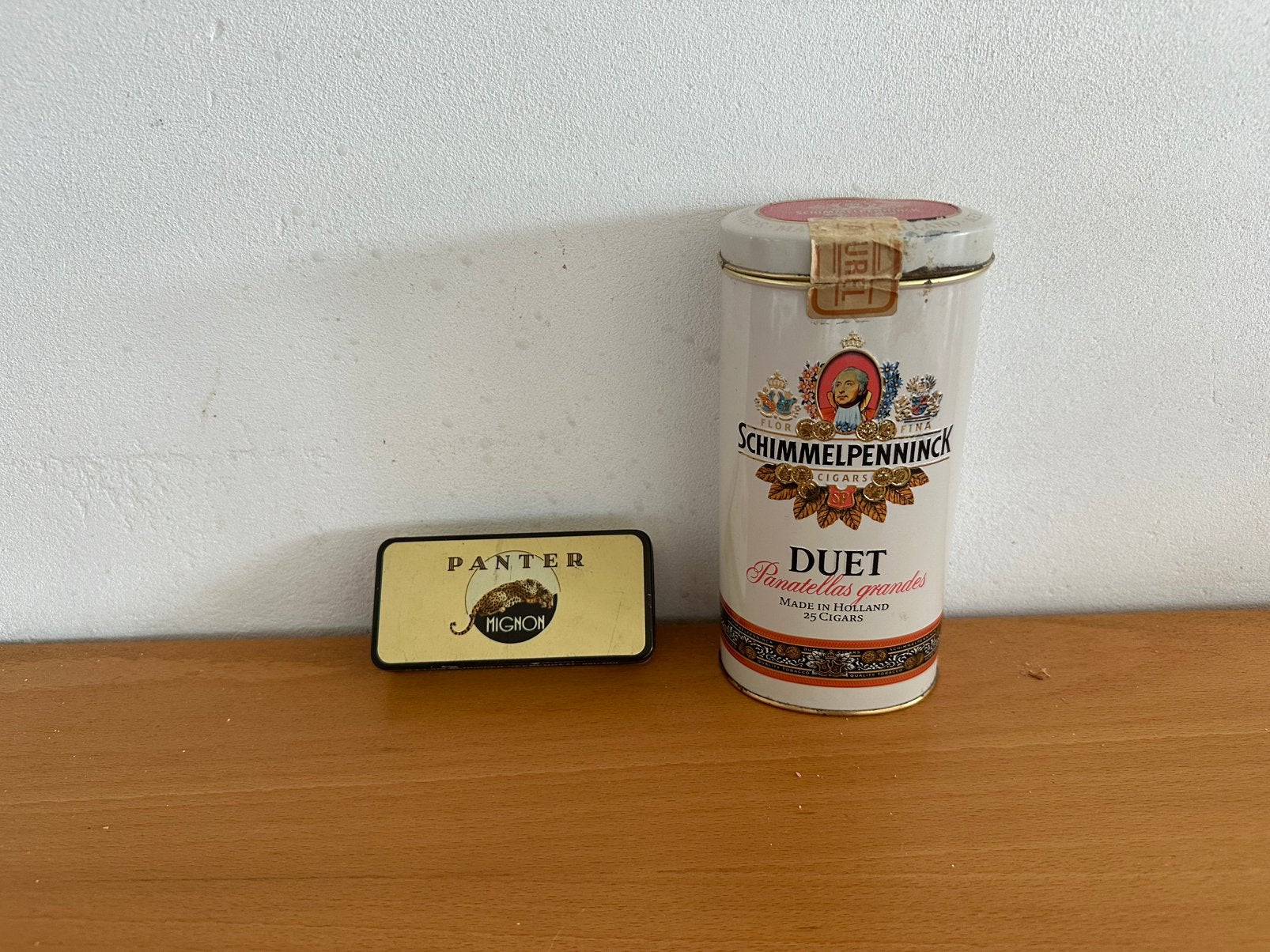 Panter sigarendoosje en Schimmelpenninck sigarenblik, Antiek en Kunst, Ophalen of Verzenden