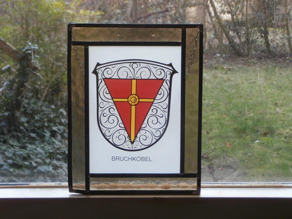 Gebrandschilderd Bruchköbel Germany raamhanger glas-in-lood, Antiek en Kunst, Ophalen of Verzenden