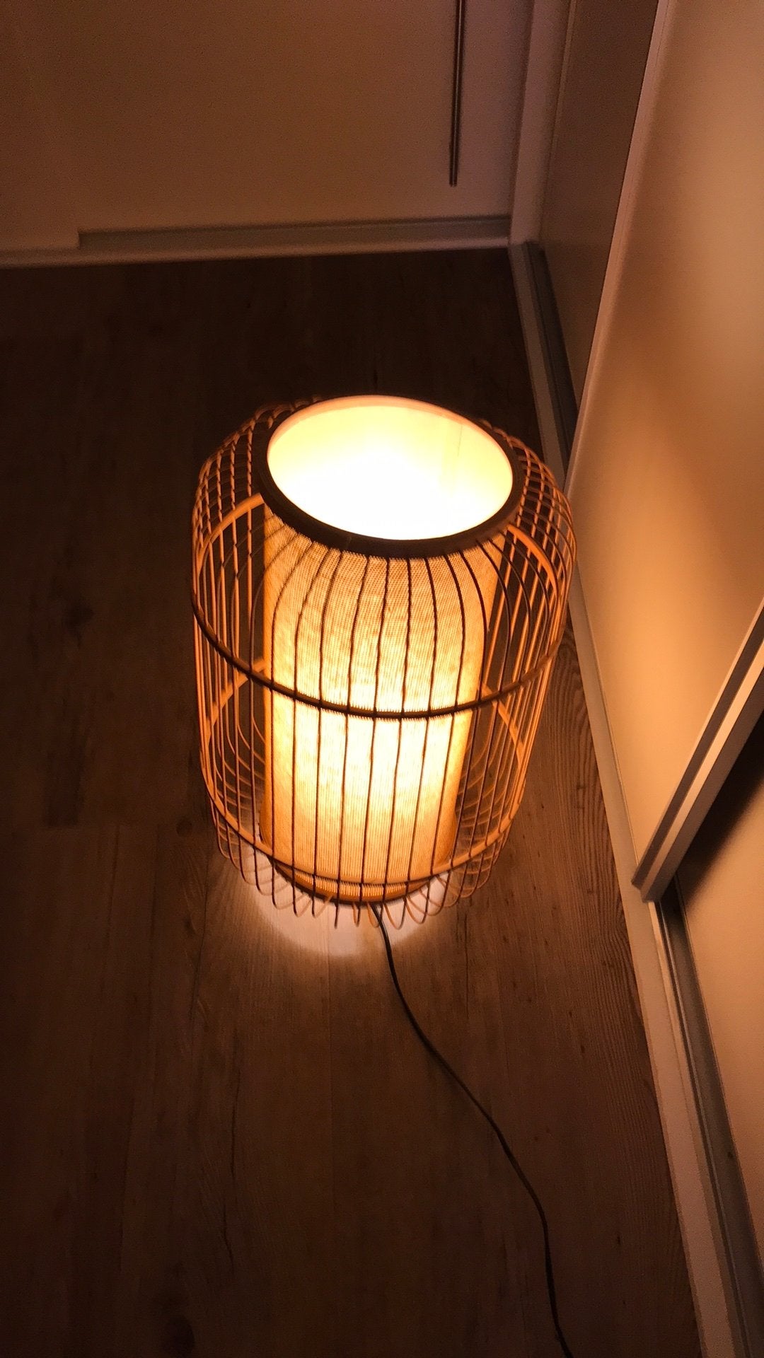 Hanglamp, Ophalen of Verzenden, Zo goed als nieuw, Natuurlijk materiaal, E27 (groot)