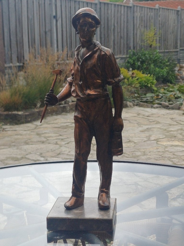 antiek bronse beeld mijnwerker, Antiek en Kunst, Ophalen, Brons