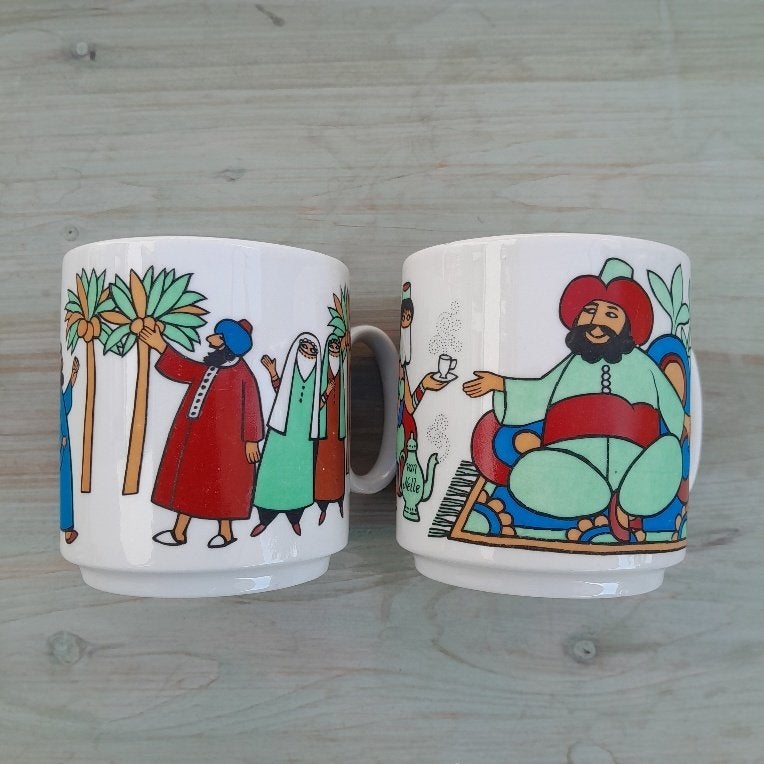 10 bekers, Van Nelle, Gebruikt, Overige stijlen, Porselein, Mok