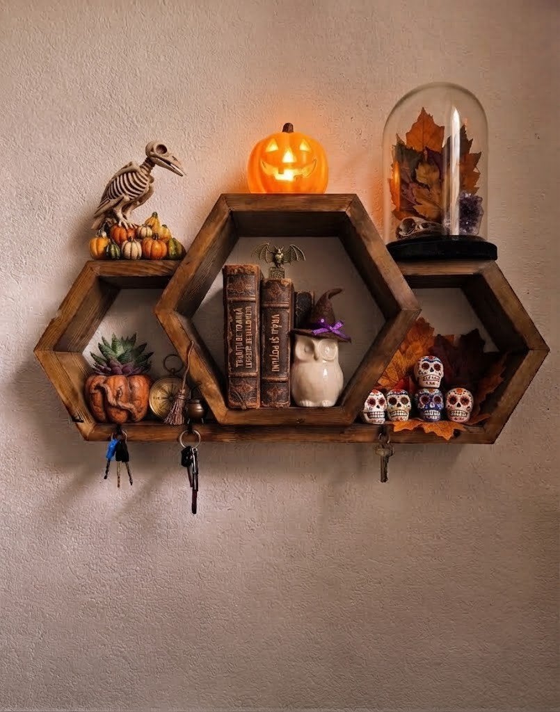 Houten Hexagon Wandrek met Haken HANDMADE - Unieke Blikvange, Huis en Inrichting, Ophalen, Nieuw