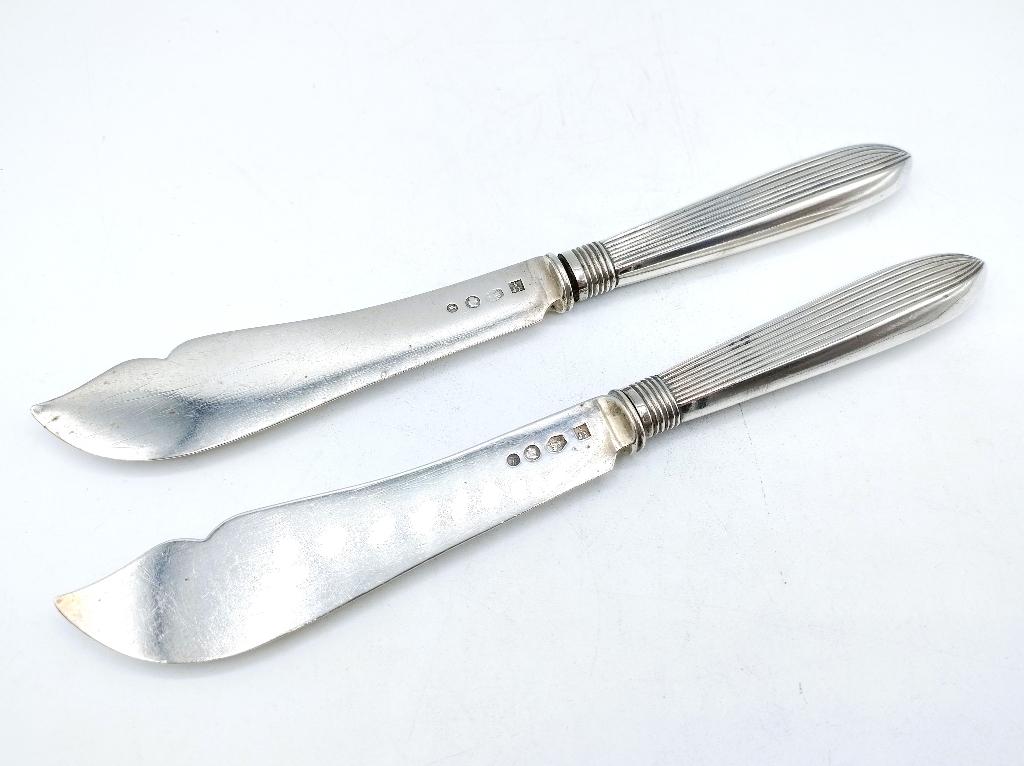 Set zilveren vismessen, J. Limburg, Amsterdam, 1893, Verzenden, Zilver