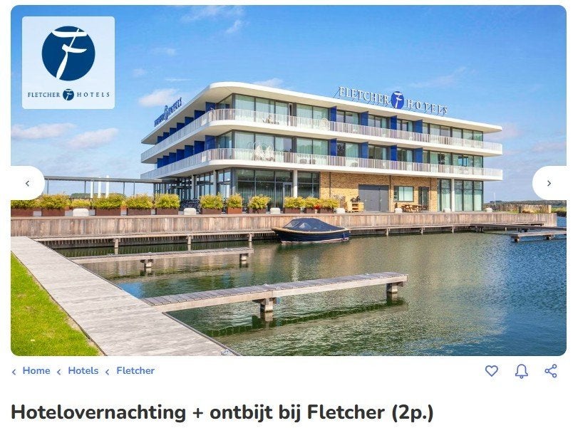 Hotelbon Fletcher: 1 overnachting met ontbijt, Twee personen, 1 overnachting