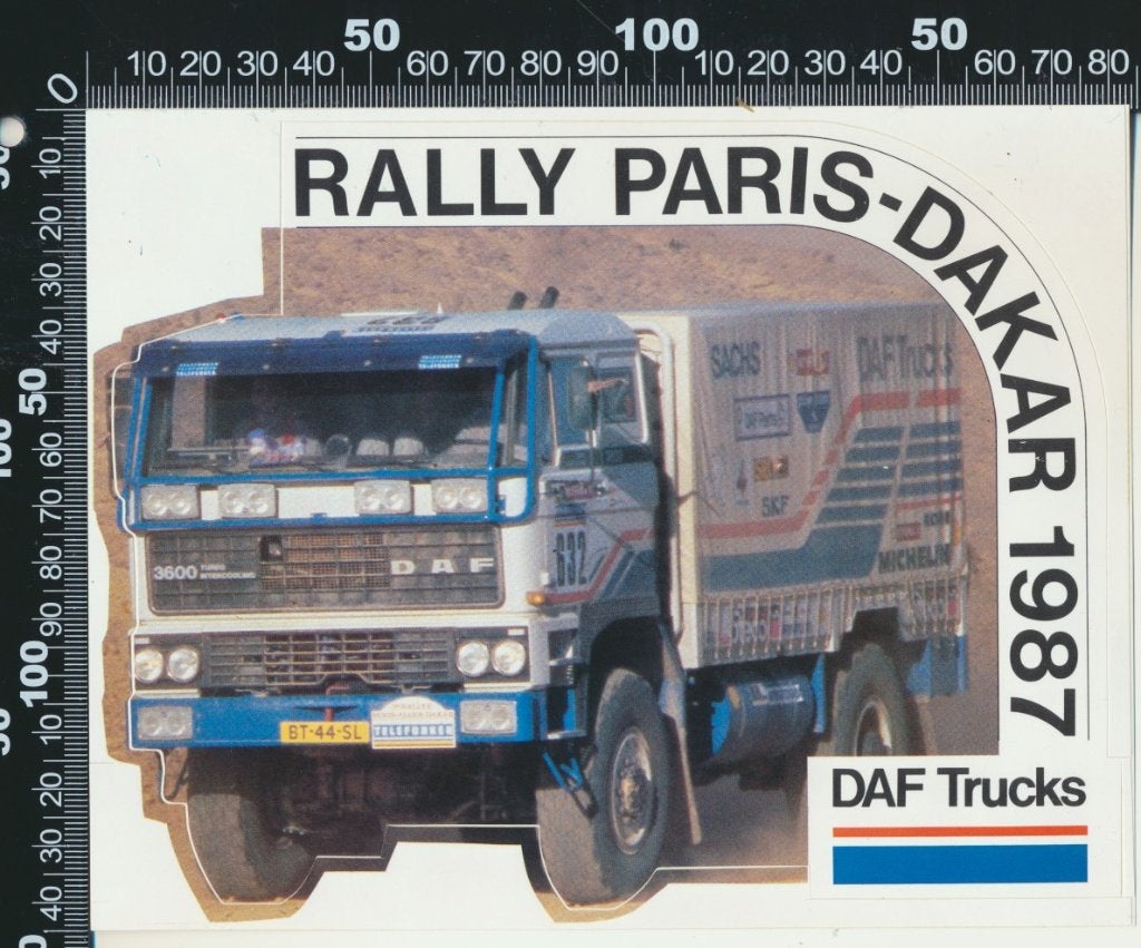 Sticker: Daf Trucks - Rally Paris - Dakar 1987, Verzamelen, Stickers, Zo goed als nieuw, Bedrijf of Vereniging, Ophalen of Verzenden