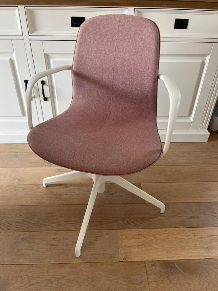 Ikea Langfjall Bureaustoel - Roze met Witte Basis armleuning, Huis en Inrichting, Bureaustoelen, Ophalen, Zo goed als nieuw, Roze