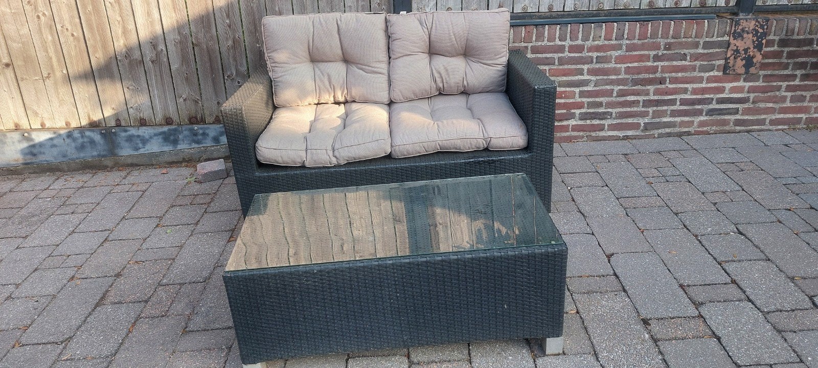 Loungeset met kussens - T.E.A.B. - Ophalen in Hoensbroek, Gebruikt, Bank, Loungeset, Wicker
