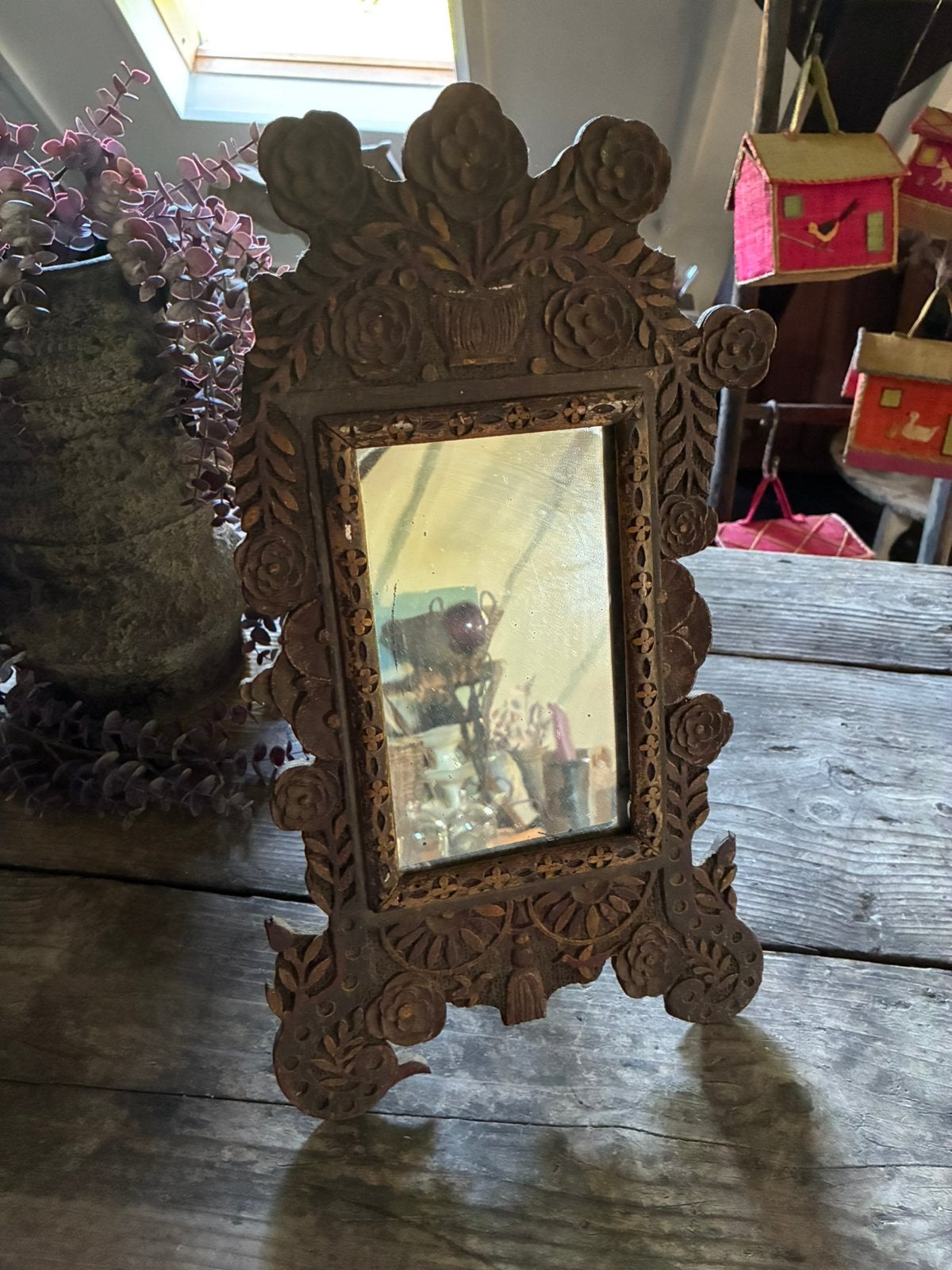 Antiek staand spiegeltje, Ophalen of Verzenden, Minder dan 50 cm